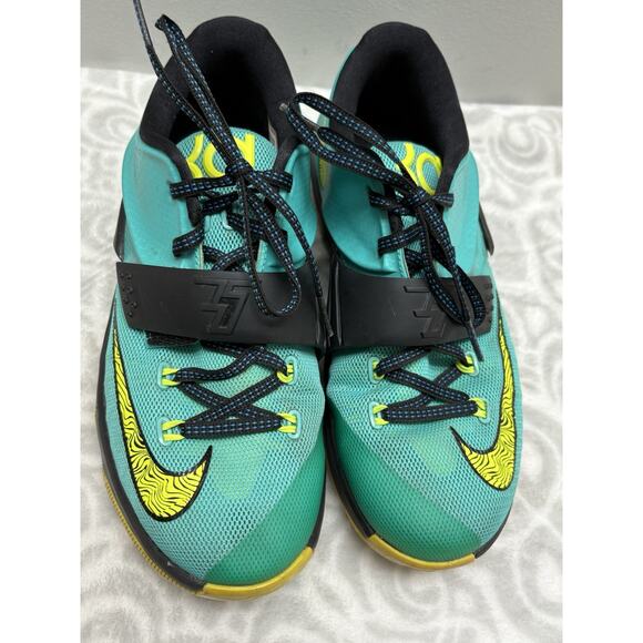 NIKE KD 7 VII UPRISING HYPER JADE BLUE VOLT Basketball Shoe Size 6Y Youth - Picture 1 of 12
